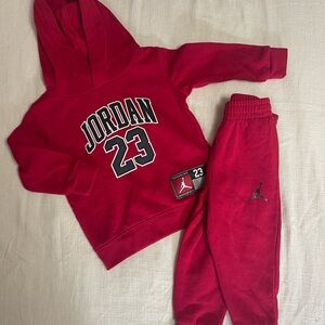 Jordan Kids Red Sweatpants & Hoodie Set